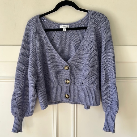 Topshop ballon sleeve crop cardigan sweater size M - Picture 1 of 6